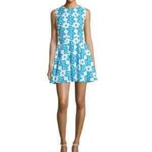 Diane Von Furstenberg Jeannie Dress Teal White Sleeveless Designer Womens Sz 6